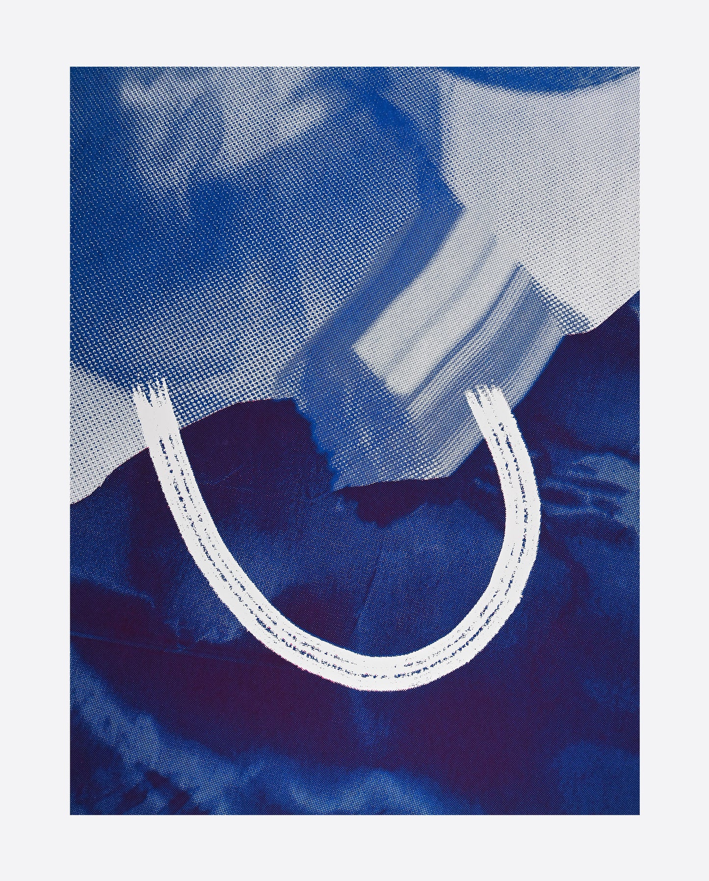 screenprint - "U smudge in red on blue"